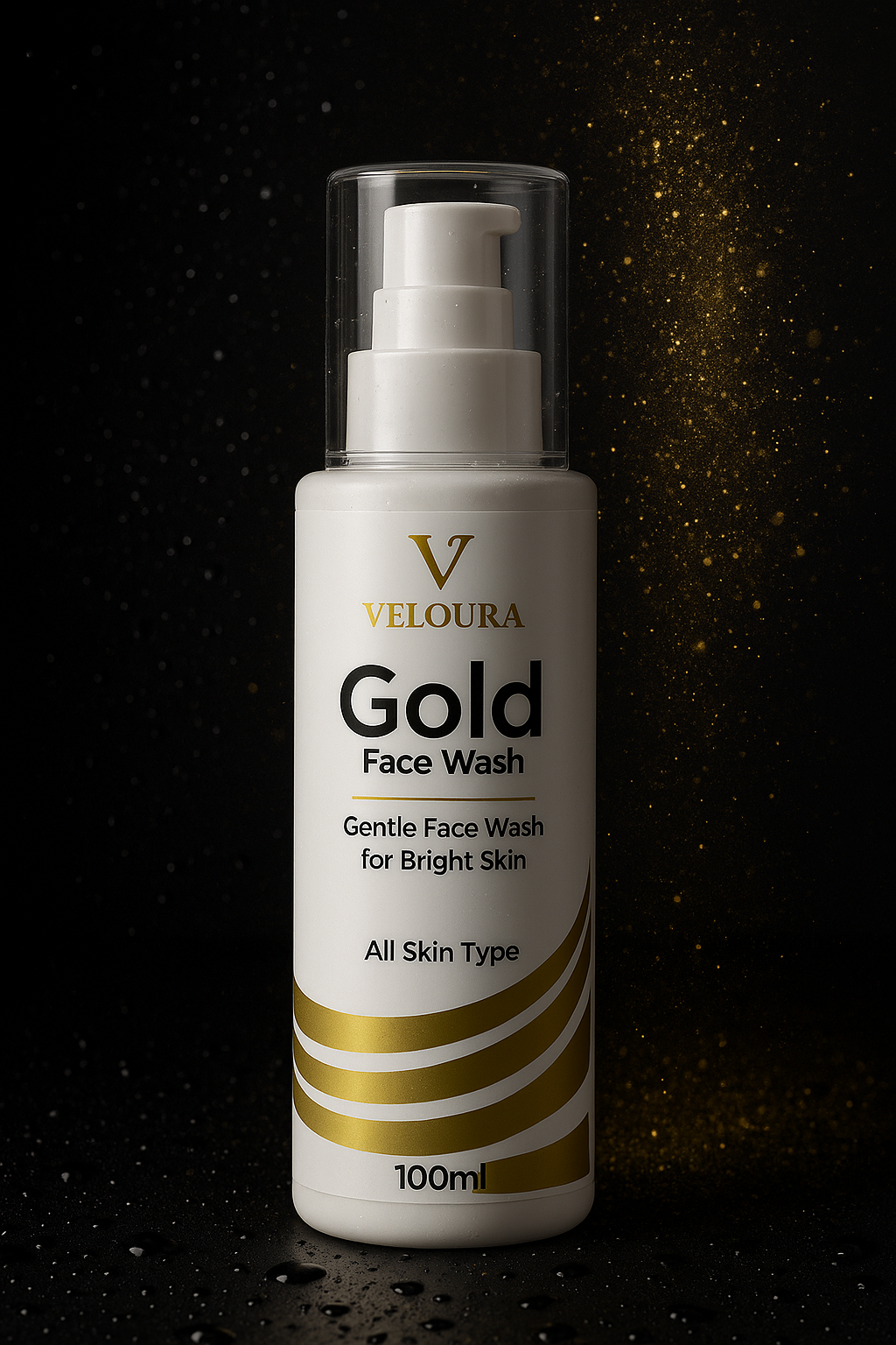 Veloura Gold Foaming Face Wash 24K Gold Cleanser for Glowing Skin